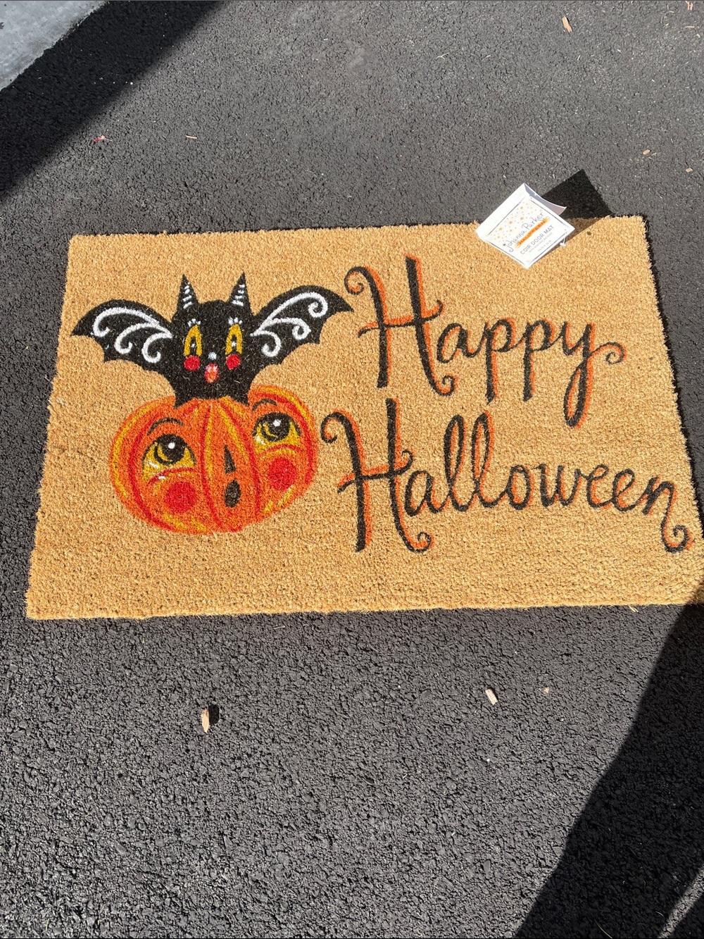 Johanna Parker Happy Halloween Pumpkin & Bat Coir Doormat